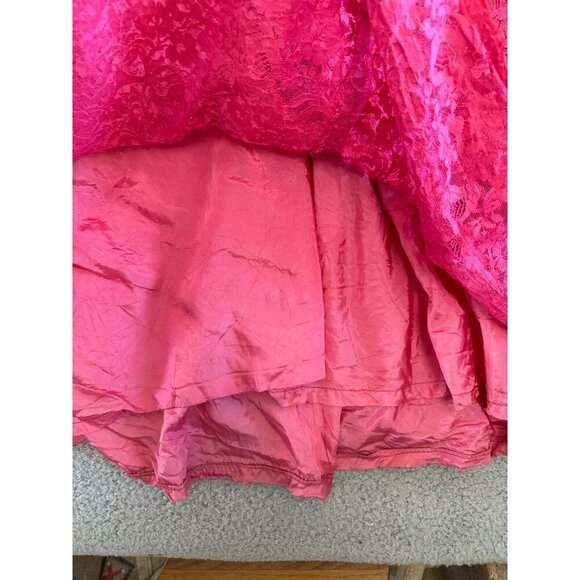 Vintage 50s Anns Vogue Shoppe Dress Small Midi Full Skirt Pink Lace Bubble - Picture 12 of 16